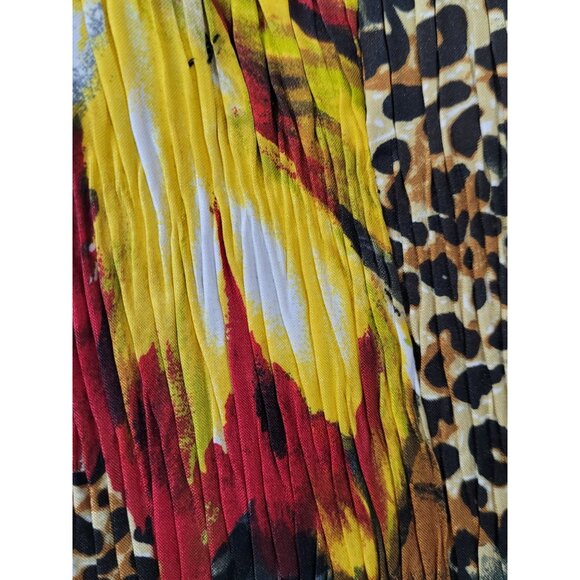 Joni B. Womens Open Front Jacket M Floral Micro Pleat Vibrant Lined Animal Print - Picture 3 of 10